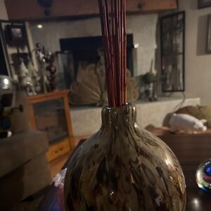 Manhattan Chic Caramel Late Swirled Glass Blown Vase Approx 13.5"T x 6.5"W